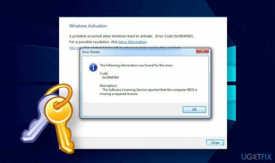 Windows აქტივაციის შეცდომა 0xC004F063