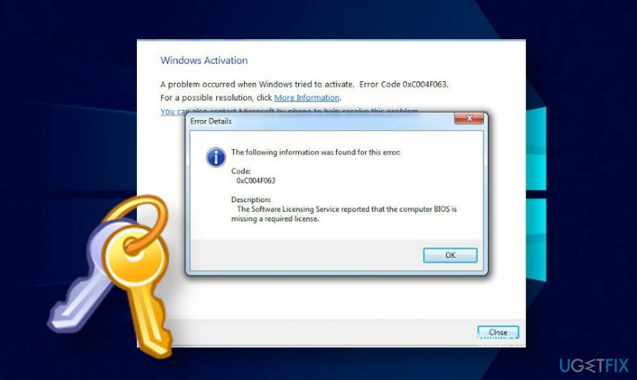 Errore di attivazione di Windows 0xC004F063