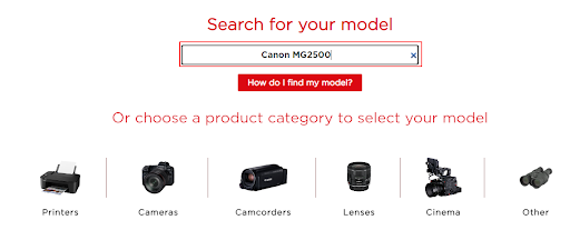 поиск название продукта Canon MG2500