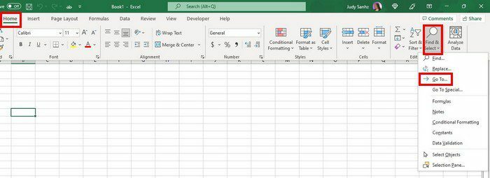 Excel Отидете на опцията