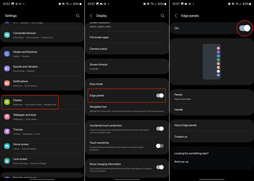 วิธีเปิดใช้งาน Split Screen หรือ Multi-Window บน Galaxy S23 - เปิดใช้งาน Edge Panel