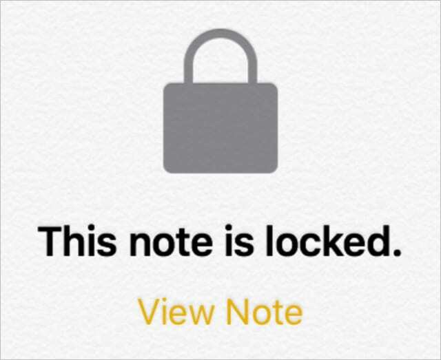 Vergrendelde notitie in iPadOS of iOS 13, die moet worden ontgrendeld met een wachtwoord