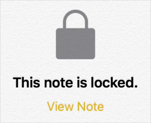 Låst note i iPadOS eller iOS 13, som skal låses op med en adgangskode
