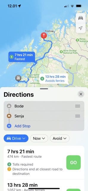 Snímka obrazovky zobrazujúca odstránenú zastávku v systéme iOS 16