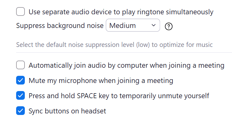 la mejor configuración de audio de zoom