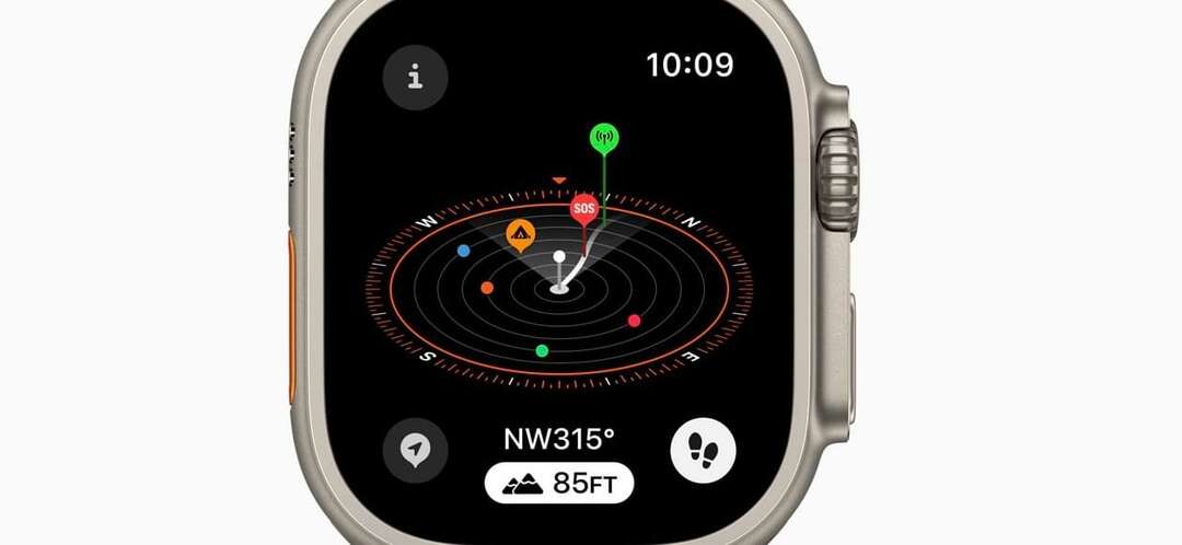 Η διεπαφή εφαρμογής Apple Watch Compass