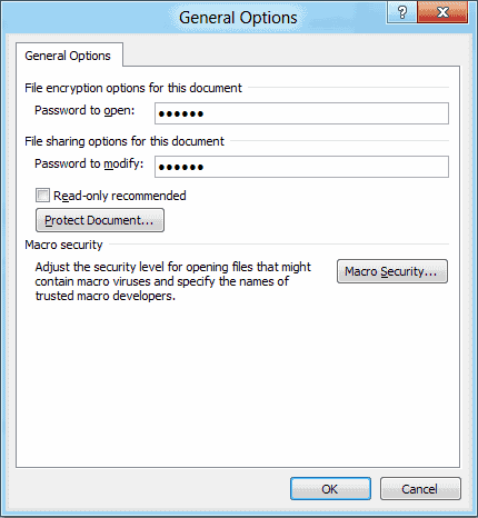 Word 2010 innstilling av passord på dokument