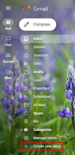 Opprett ny etikett Gmail