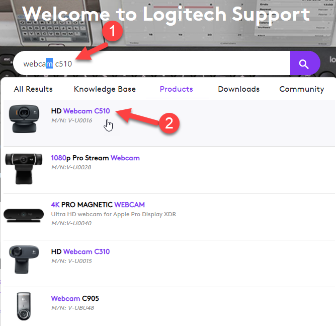 หน้าต่างสนับสนุนของ Logitech