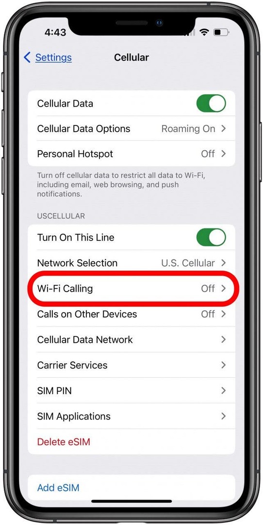 Tippen Sie auf WLAN-Anrufe, um die Voicemail auf dem iPhone zu reparieren