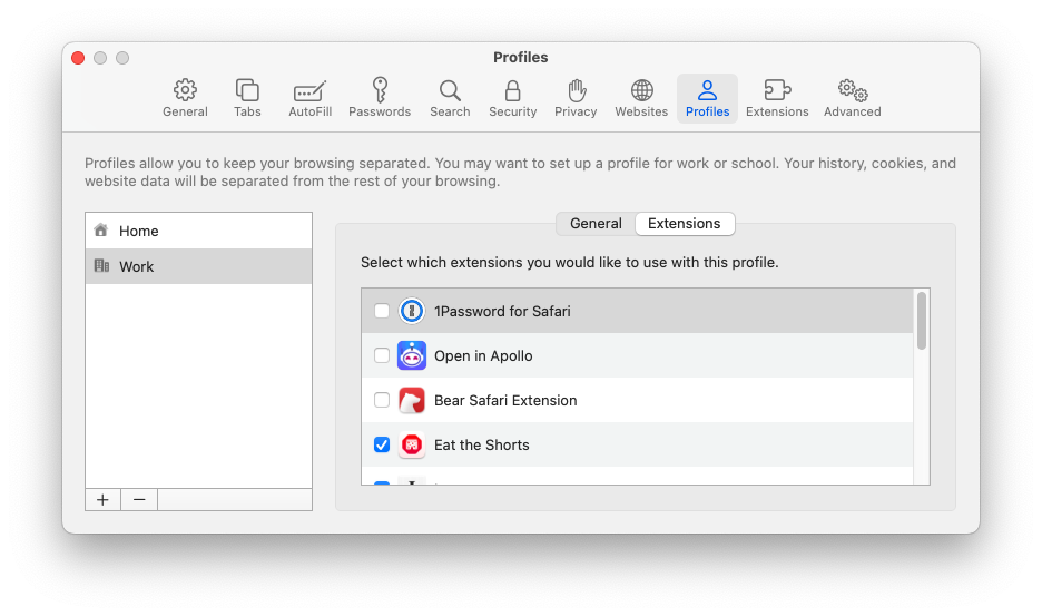 macOS Sonoma - 6의 Safari에서 프로파일을 사용하는 방법