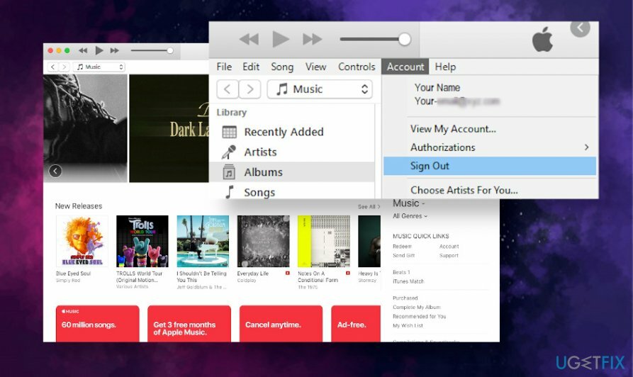 Выйти из учетной записи iTunes