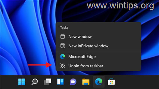 Desafixar da barra de tarefas do Windows 11