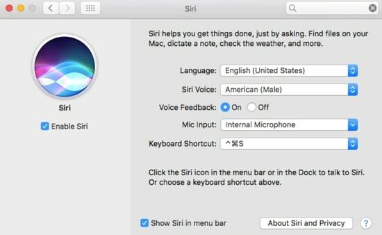 Проверете Активиране на Siri на Mac