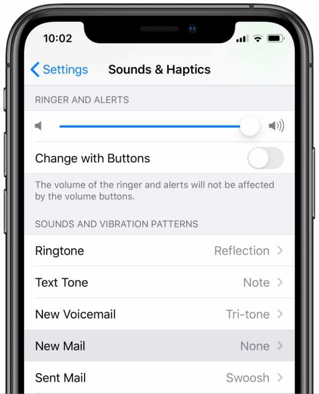 Zvuky upozornění na novou poštu z nastavení iPhone