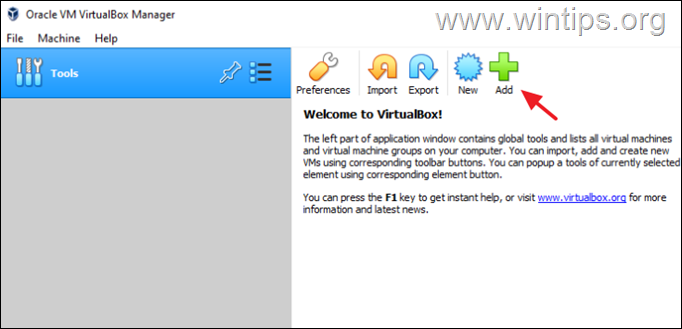 VirtualBox pārvaldnieka dokuments ir tukšs