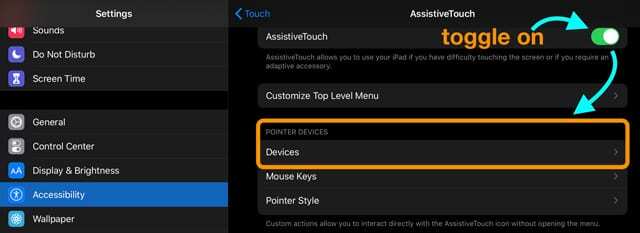 een muis instellen voor iPadOS in toegankelijkheidsinstellingen