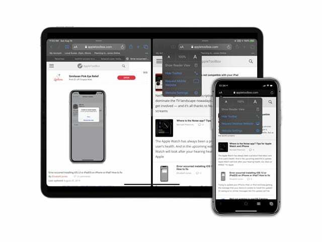 solicitați site-uri desktop și mobile pe iPadOS și iOS 13