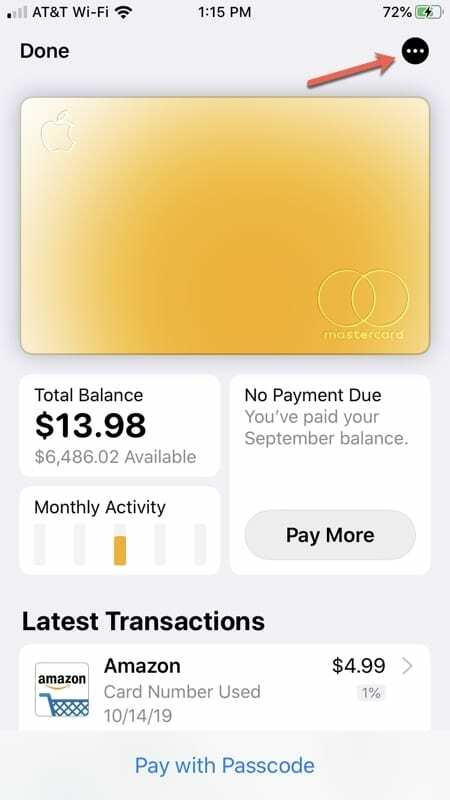 بطاقة Apple في Wallet