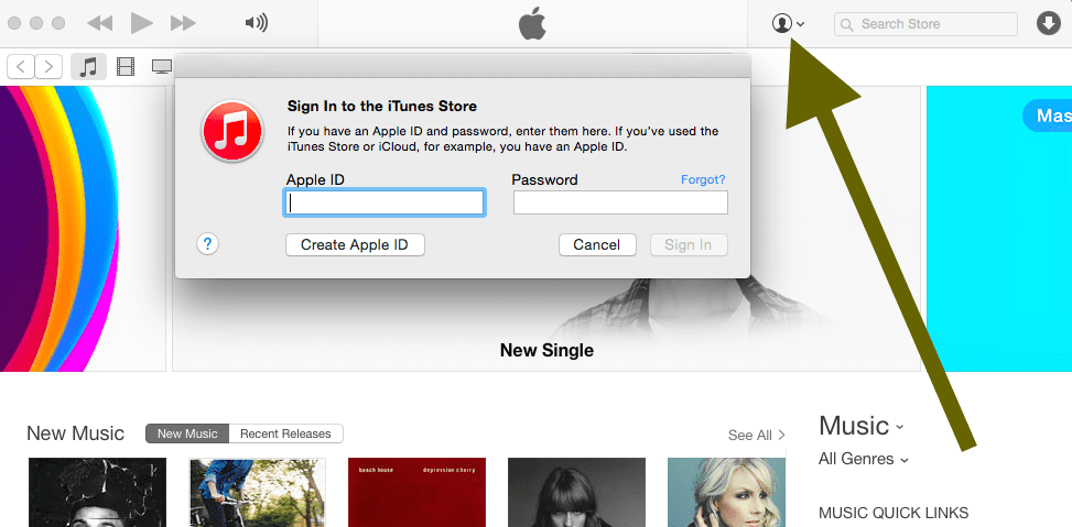 iTunes'i sisselogimine
