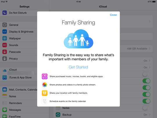 Family Sharing iOS – 2 veiksmas