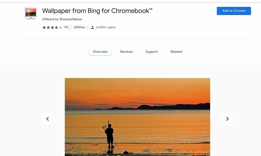 Bing טפטים תוסף Chrome