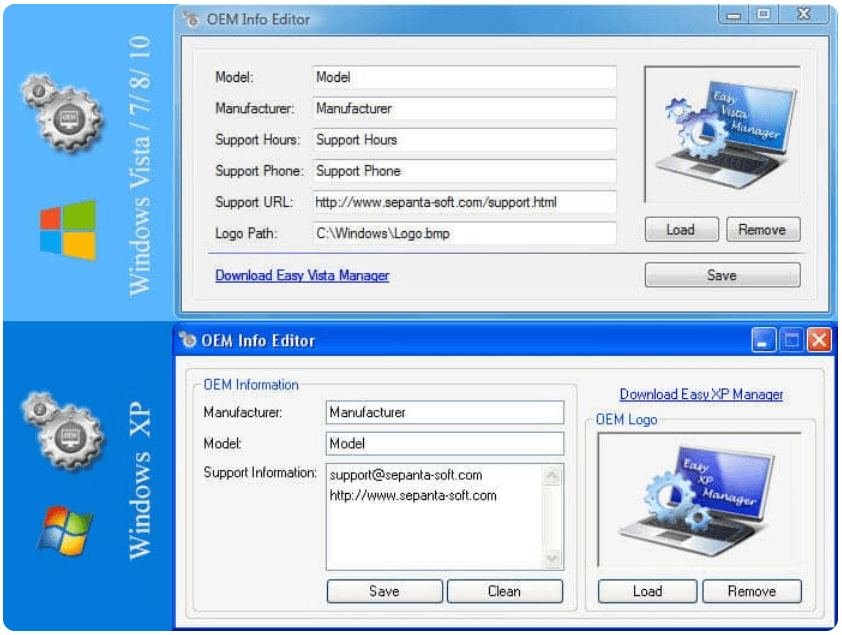 Editor de información de OEM de Windows