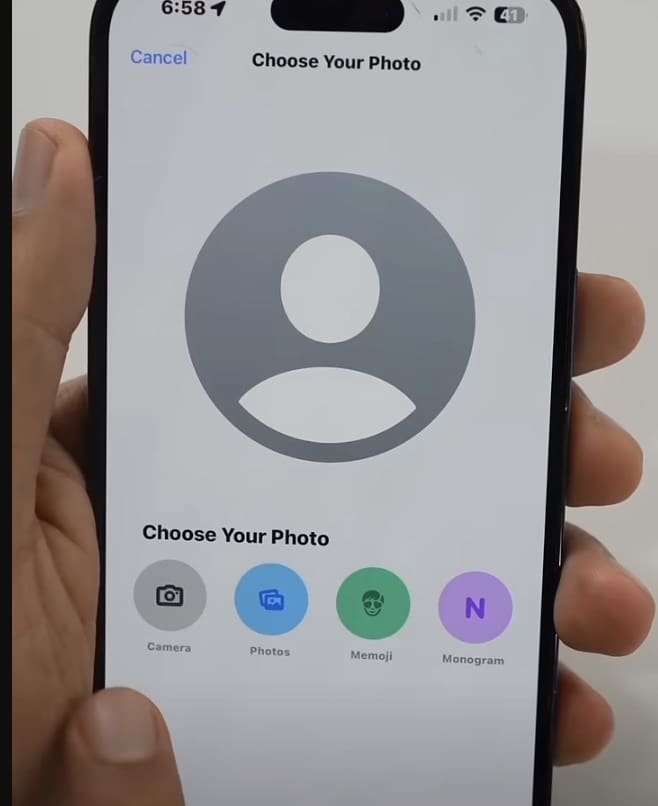 Upravit fotografie Snímek obrazovky kontaktu iOS 17
