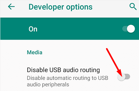 تعطيل- USB- الصوت- التوجيه- android