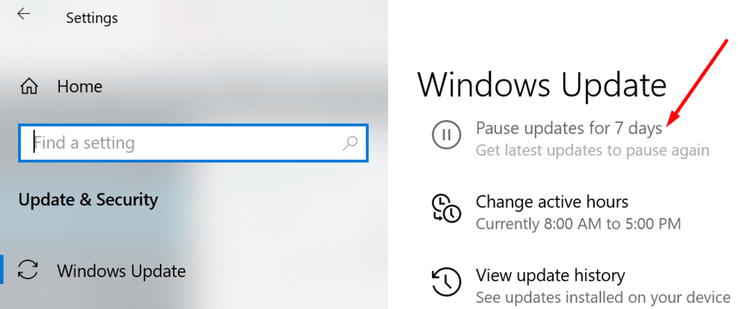 Windows 10 Updates für 7 Tage pausieren