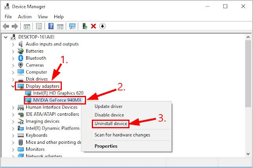 Disinstalla il driver grafico