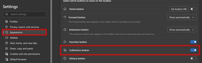 Przycisk Kolekcje w przeglądarce Microsoft Edge