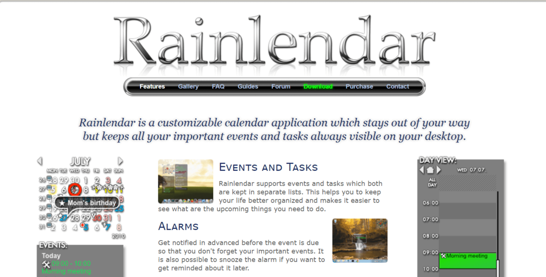 Rainlendar - Le migliori app di calendario per Windows