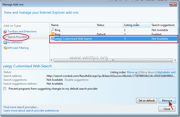 yaegy-Toolbar entfernen - Internet Explorer - www.wintips.org