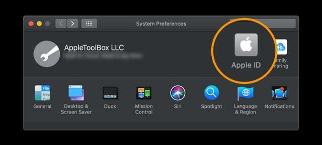 Apple ID operētājsistēmā macOS Catalina sistēmas preferencēs