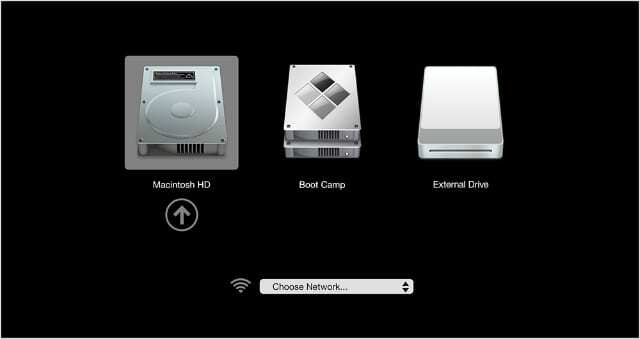Выбор загрузочного диска с опцией внешнего диска