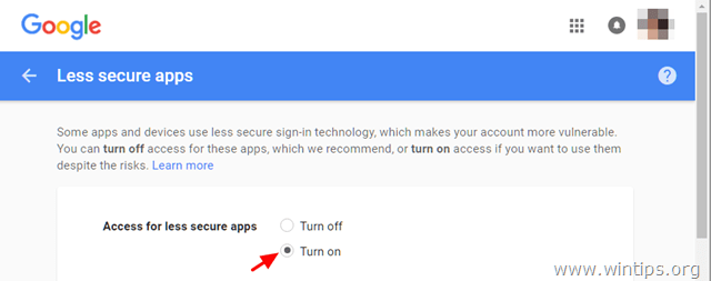 pristup Gmailu za manje sigurne aplikacije