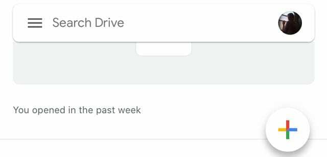 Bouton Plus dans l'application Google Drive
