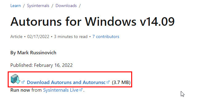 Cara Mendapatkan Autoruns untuk Windows