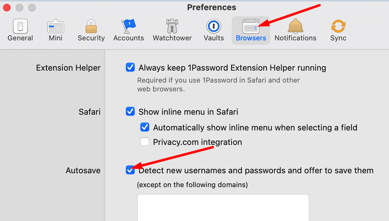 1password Обнаружение новых имен пользователей и паролей