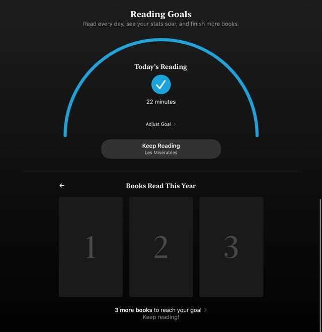읽기 목표 기능 iOS 13 및 iPadOS