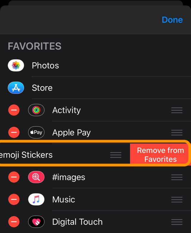 zbavte sa nálepiek Memoji zo zásuvky aplikácie iPhone a iPad