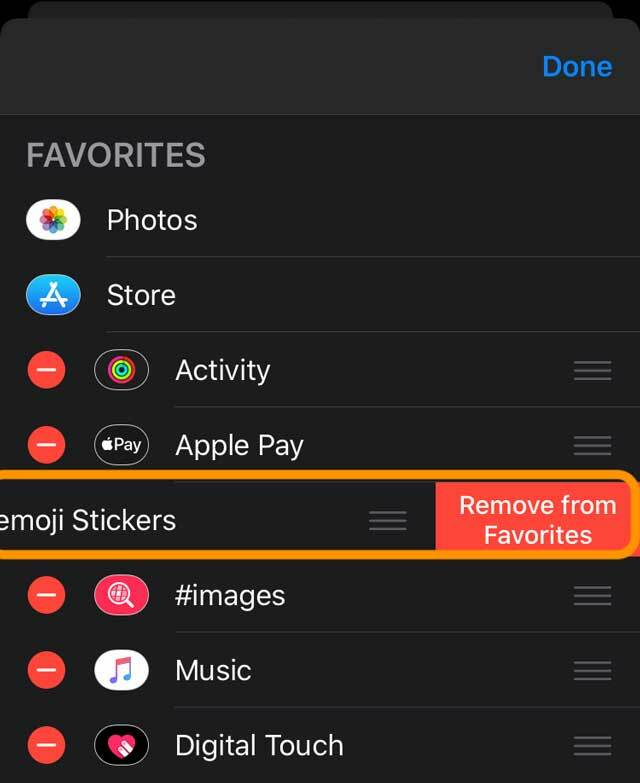 singkirkan stiker Memoji dari laci aplikasi iPhone dan iPad