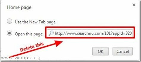 حذف searchnu.com من علامة تبويب جديدة