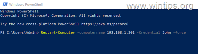 hvordan man genstarter en ekstern pc fra powershell