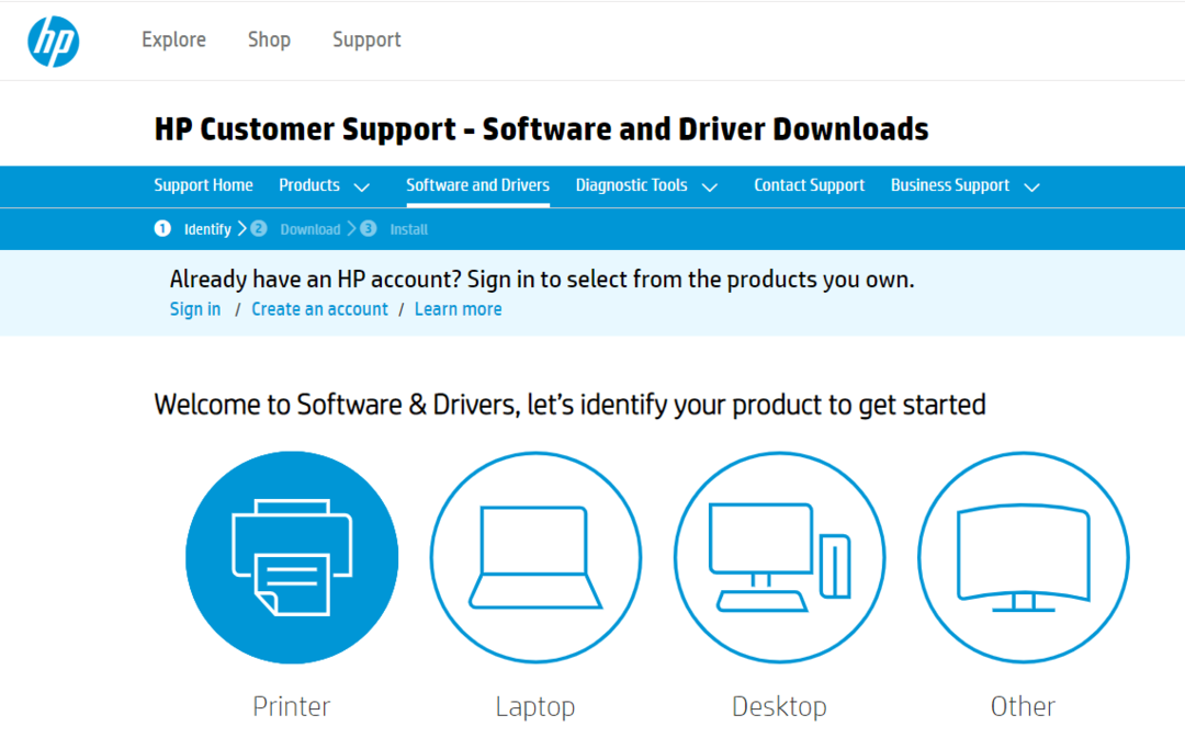 Mergeți la fila Software și drivere și apoi selectați Imprimante