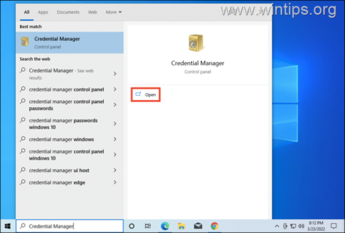 פתח את Windows Credential Manager