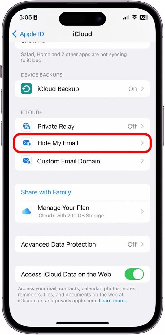 Торкніться «Сховати мою електронну пошту».