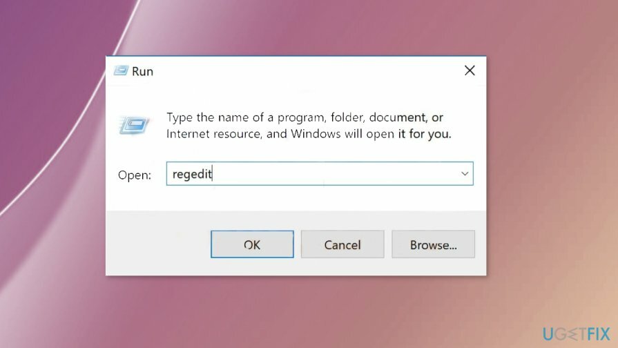 Esegui box regedit launch