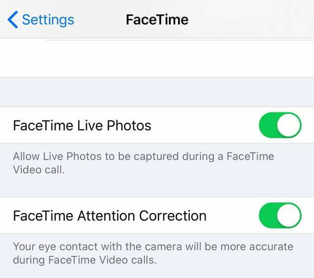 facetime dėmesio korekcija